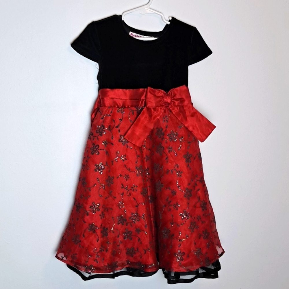 Formal Red & Black Girls Dress